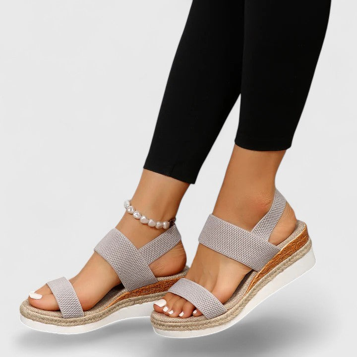 Summer women's open-toe orthopedic wedge sandals. Orthotic friendly & comfortable for foot pain relief.