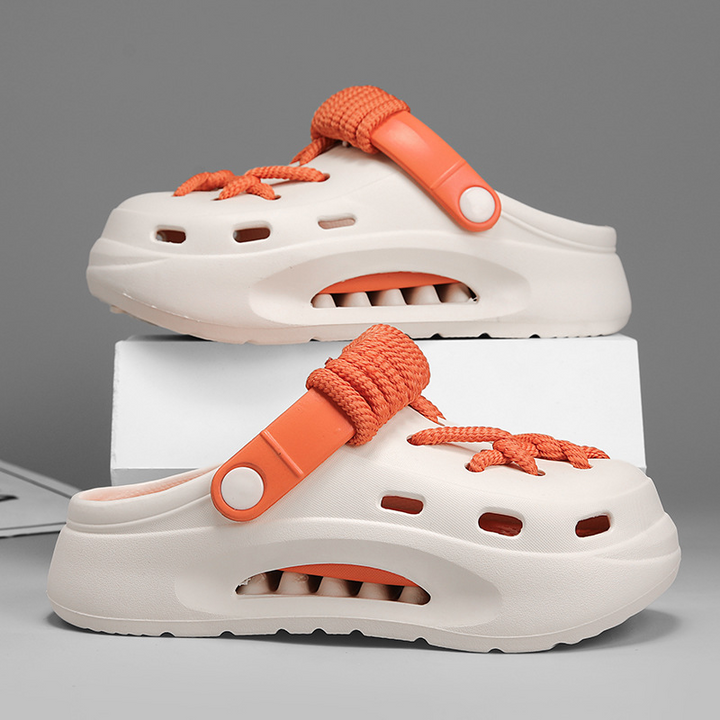 Shock-absorbing Orbit Laced Clogs for women, providing ultimate breathable comfort all day.