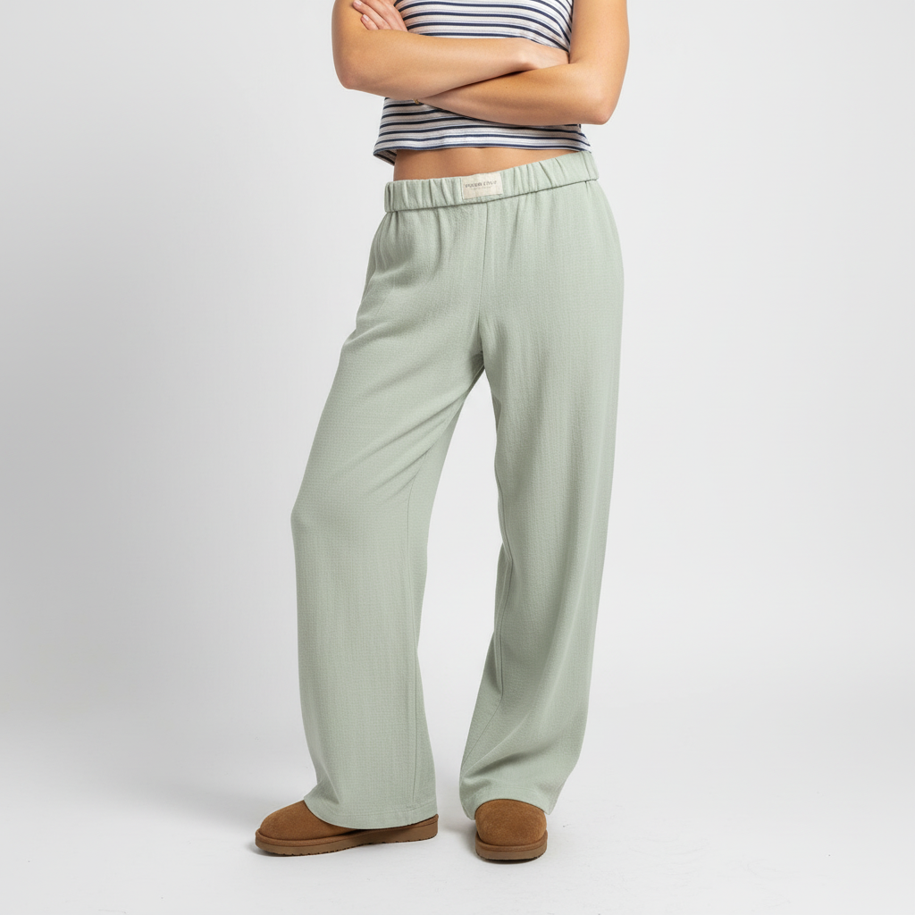 Elvira women's organic cotton lounge trousers, designed for ultimate comfort and breathability.