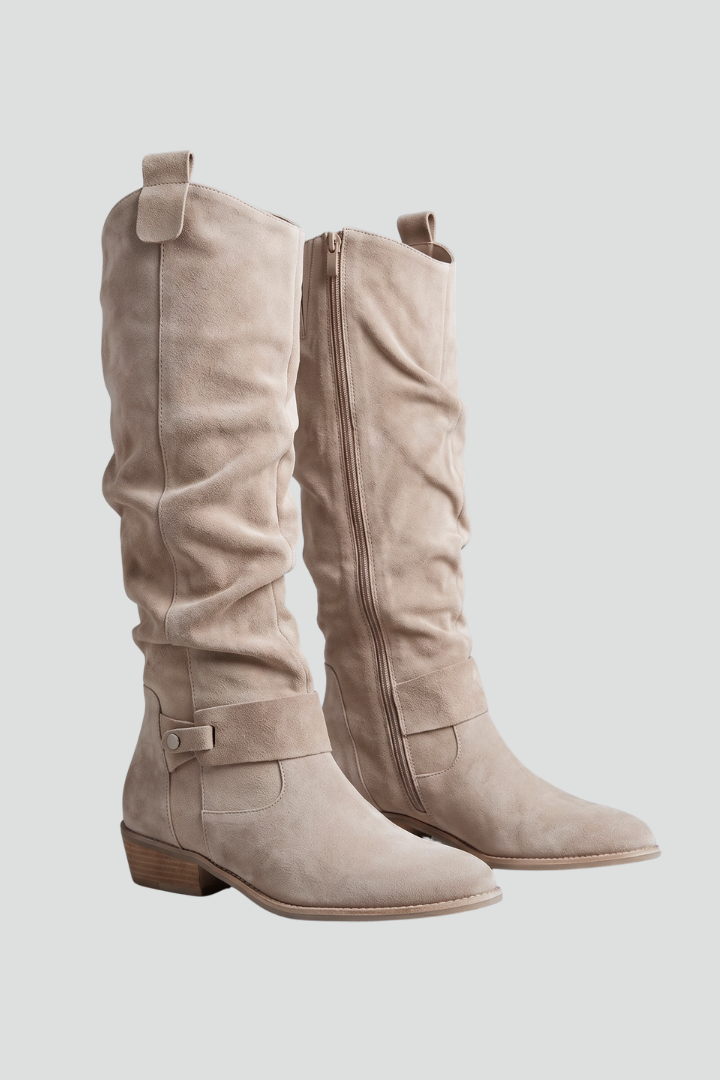 Women's orthopaedic knee-high boots with side zipper, comfortable and supportive for fall & winter casual wear.