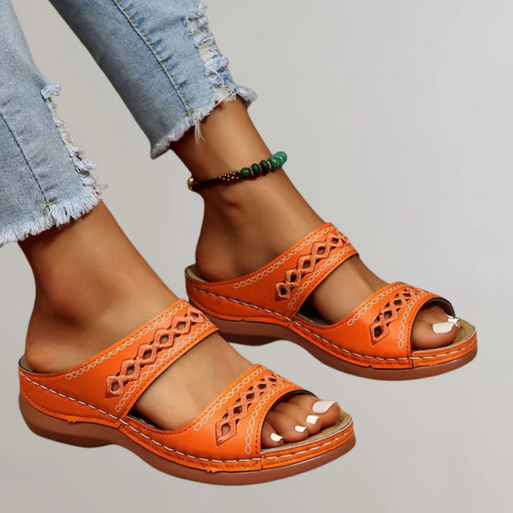 Comfortable women's orthopaedic sandals with arch support for summer. Stylish everyday footwear.