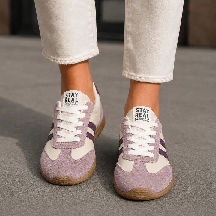 Grey Women's Orthopaedic Trainers, supportive walking shoes with arch support & wide fit for everyday comfort.