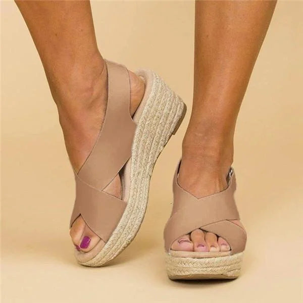 Slip-on orthopaedic wedge espadrille sandals for women, offering all-day comfort.