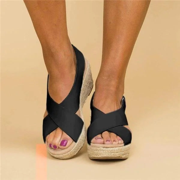 Orthopaedic women's espadrille wedge sandals, designed for all-day comfort and foot support.
