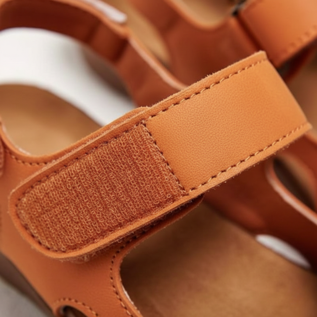 Casual women's summer sandals: closed-toe slingback design, orthopedic arch support for all-day comfort.