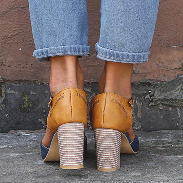 Elegant women's orthopedic block heels with cushioned support, perfect for comfortable daily wear.