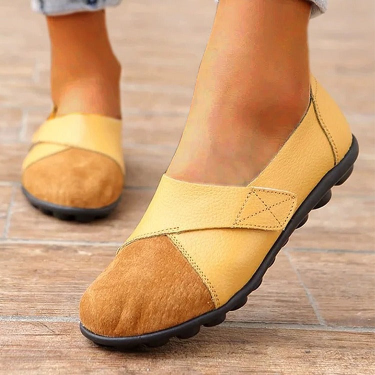 Genuine leather slip-on loafers for women, wide toe box & comfort for superior foot support.