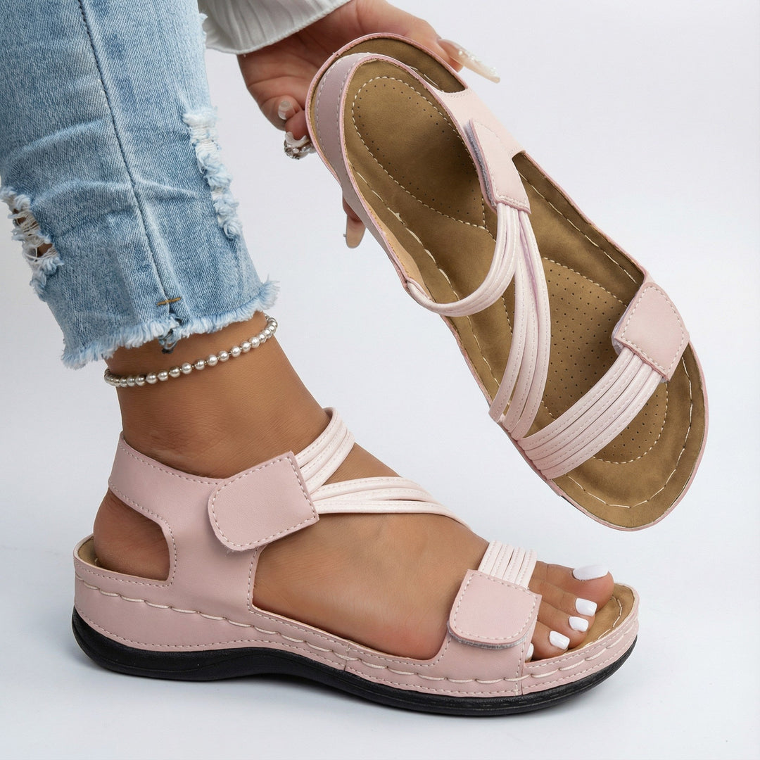 Women's orthopedic comfort sandals with adjustable straps, ideal for arch support & summer walking.