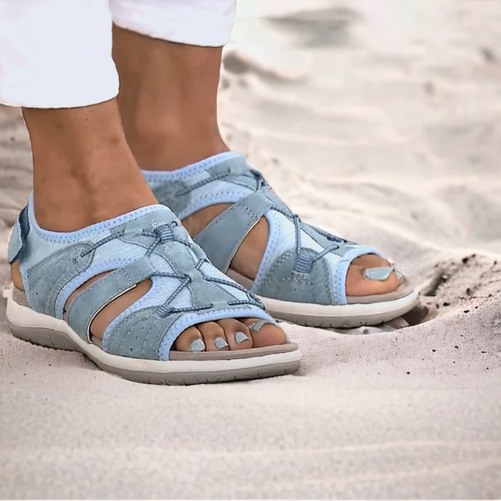 Versatile women's orthopedic comfort sandals. Adjustable crisscross straps make these ideal stylish summer walking shoes.