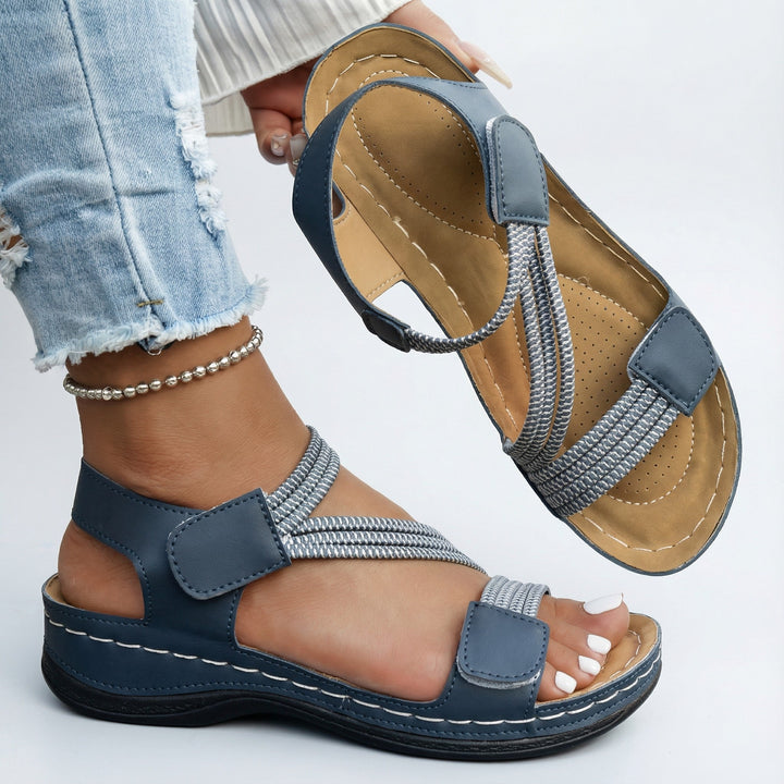 Women's versatile orthopedic sandals, great for walking, with adjustable straps & supportive arch.