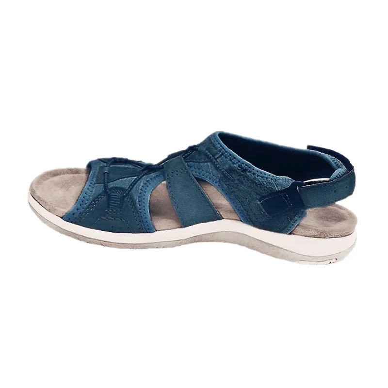 Elegant women's comfort sandals, orthopedic design for arch support. Adjustable summer walking shoes with crisscross straps.