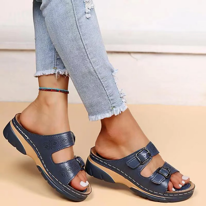 Breathable women's comfort sandals, orthopedic design with gel sole. Provides pain relief and arch support.