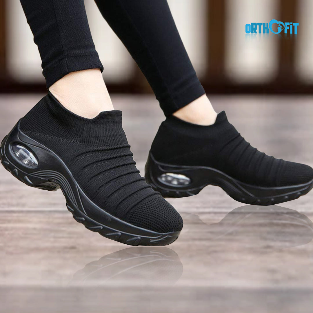 Women's orthopedic comfort shoes, cushioned for arch support & daily walking.