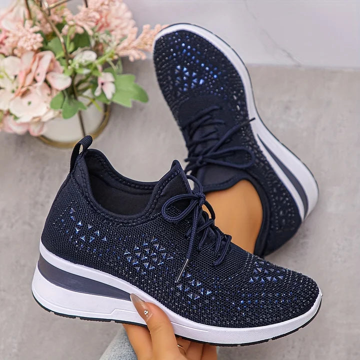 Everyday women's comfort shoes, orthopedic design, perfect for walking, featuring stylish crystals.