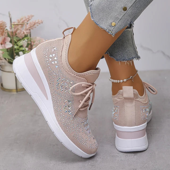 Sporty yet stylish women's orthopedic sneakers with an ultra-comfortable fit and crystal sparkle.