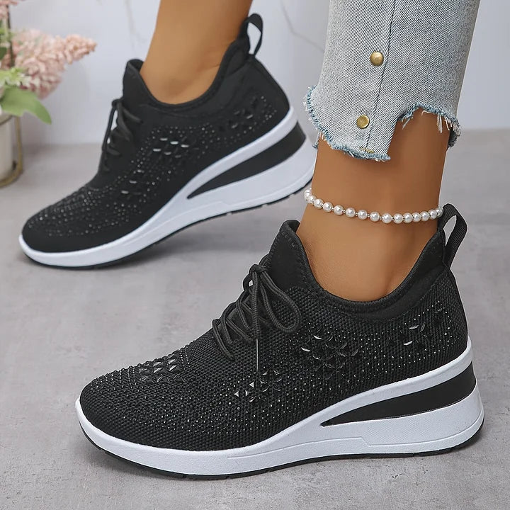 Sparkling women's sneakers, ultimate comfort, orthopedic support for all-day casual wear.