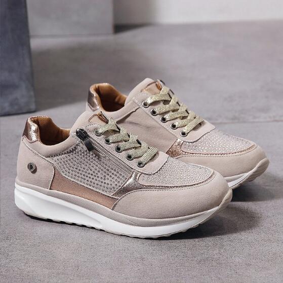 Stylish women's orthopedic walking shoes with arch support, flat heel for everyday comfort.