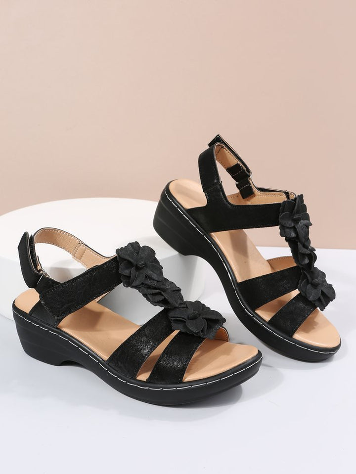 Women's gladiator sandals, orthopedic features, vibrant floral embroidery, a comfortable and stylish summer choice