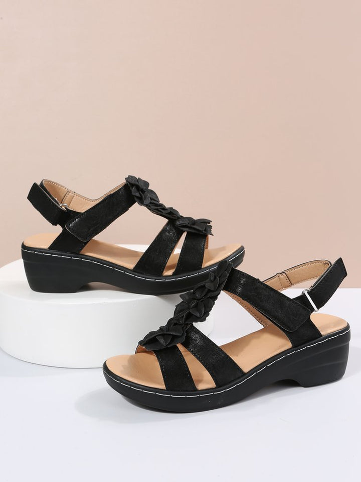 Women's casual orthopedic gladiator sandals, wedge heel, floral pattern for summer