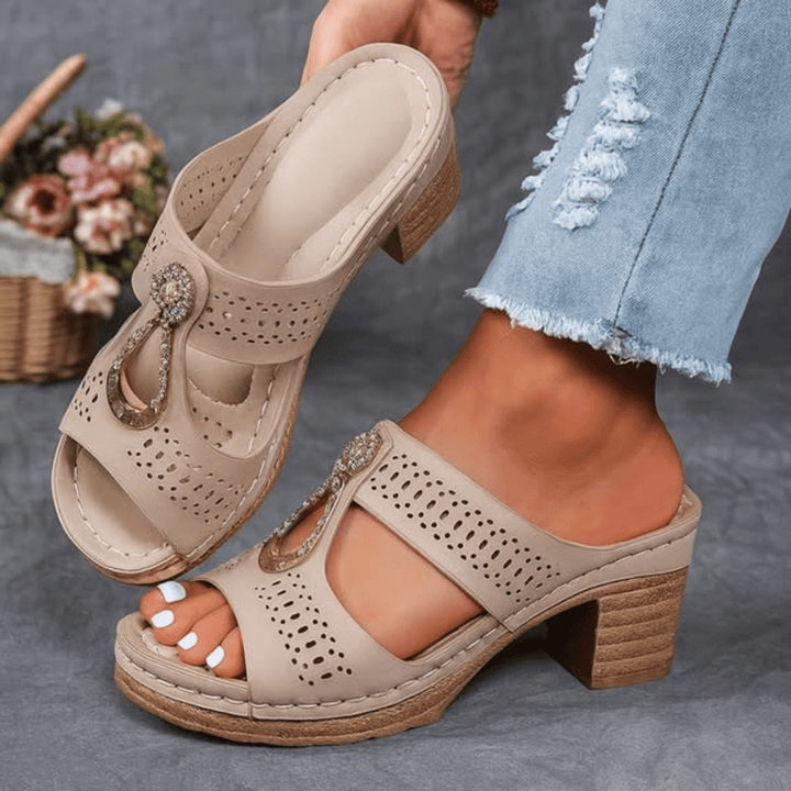 Versatile women's orthopedic heeled sandals, perfect for daily wear, offering comfort & elegant summer style.