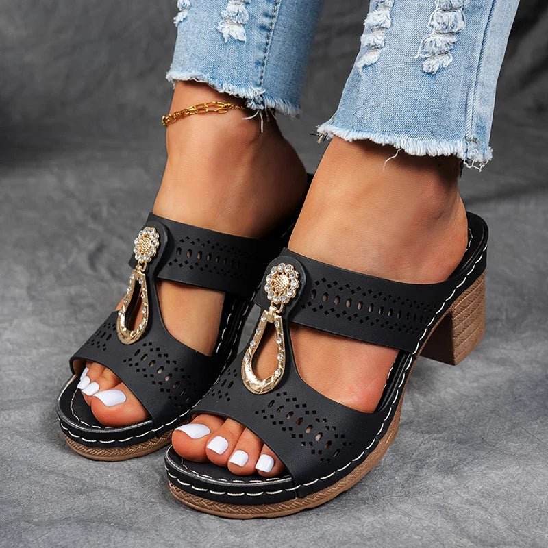 Women's heeled orthopedic sandals offering superior arch support & all-day comfort for any occasion.