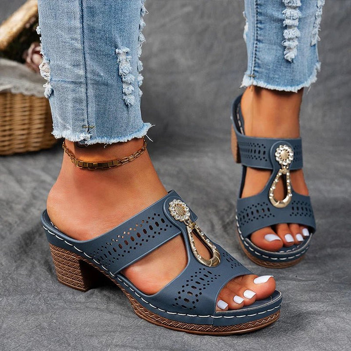 Fashionable women's heeled orthopedic sandals designed for arch support & healthy, comfortable summer steps.