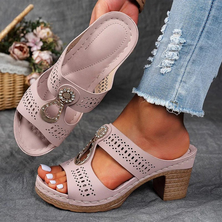 Women's breathable heeled orthopedic sandals with adjustable straps & arch support for long-lasting comfort.
