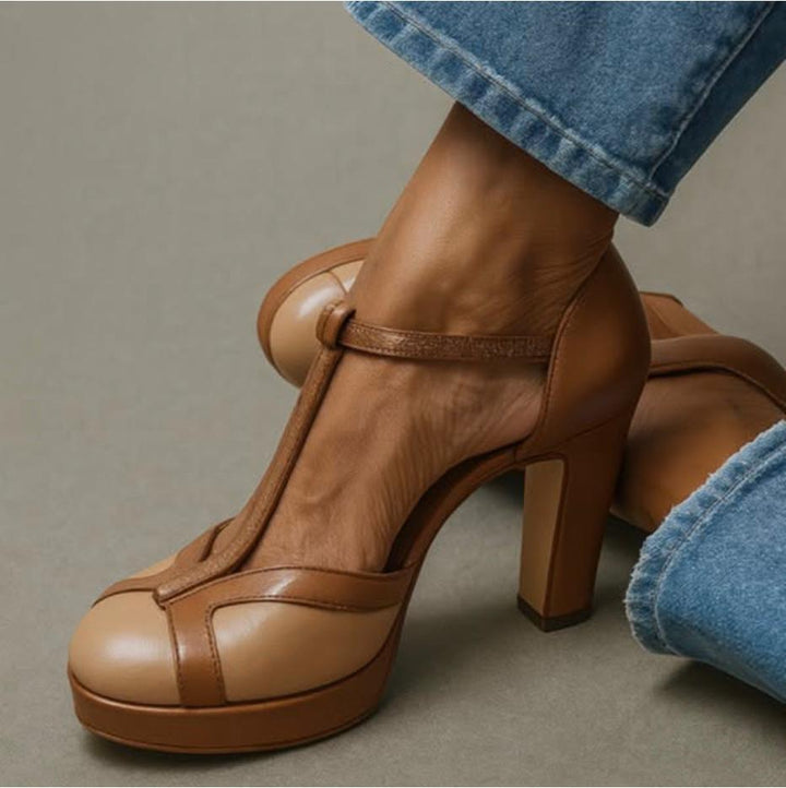 Women's orthopedic heeled sandals with arch support, cushioned footbed, & ankle strap for pain relief.
