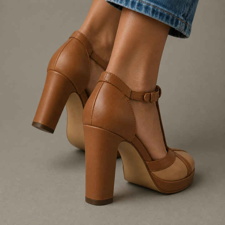 Everyday women's heeled sandals with orthopedic foot support, a comfortable heel, & a chic ankle strap.