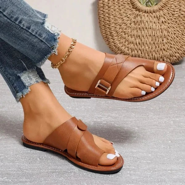 Comfortable women's orthopedic sandals with arch support for bunion relief & healthy walking.