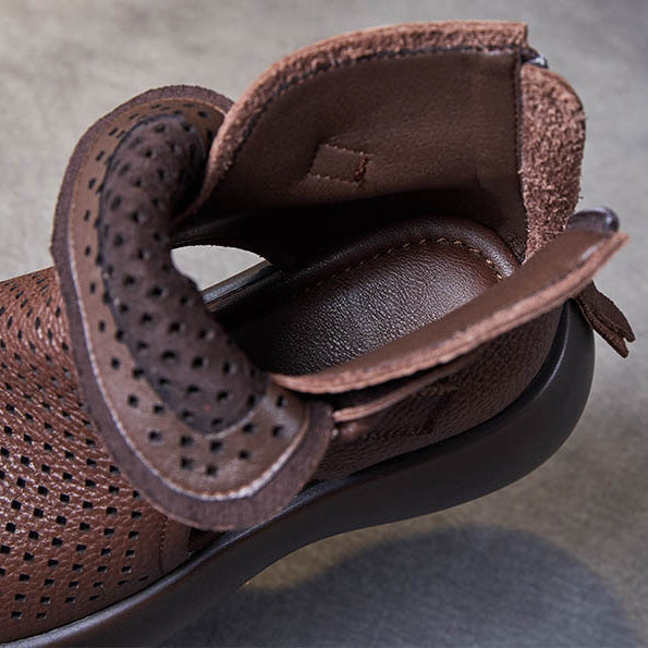 Stylish women's leather sandals, shock-absorbing and ideal for foot pain relief.