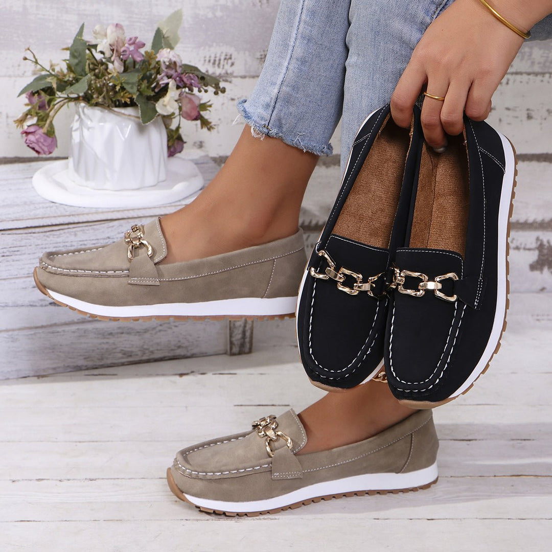 Women's walking shoes: orthopedic slip-on loafers offering superior foot support.