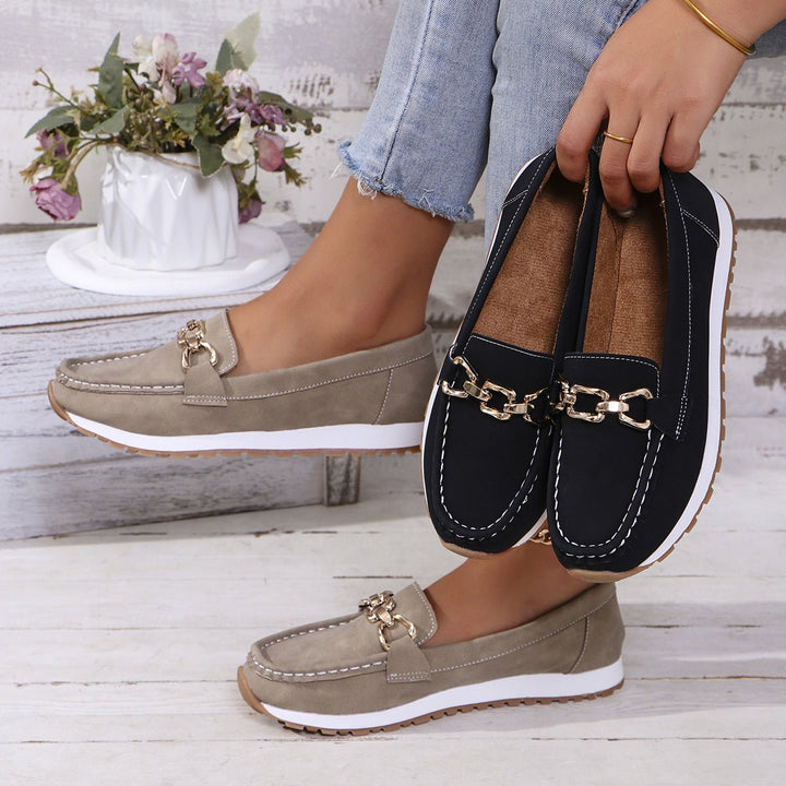 Women's walking shoes: orthopedic slip-on loafers offering superior foot support.