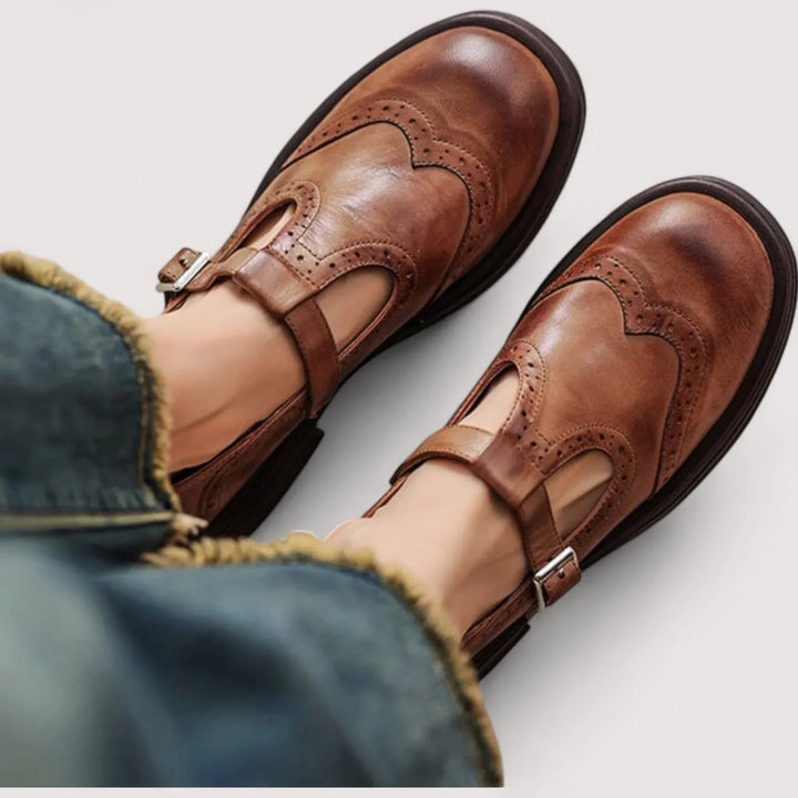 Women's Orthopedic Mary Jane comfort shoes with arch support, perfect for everyday walking.