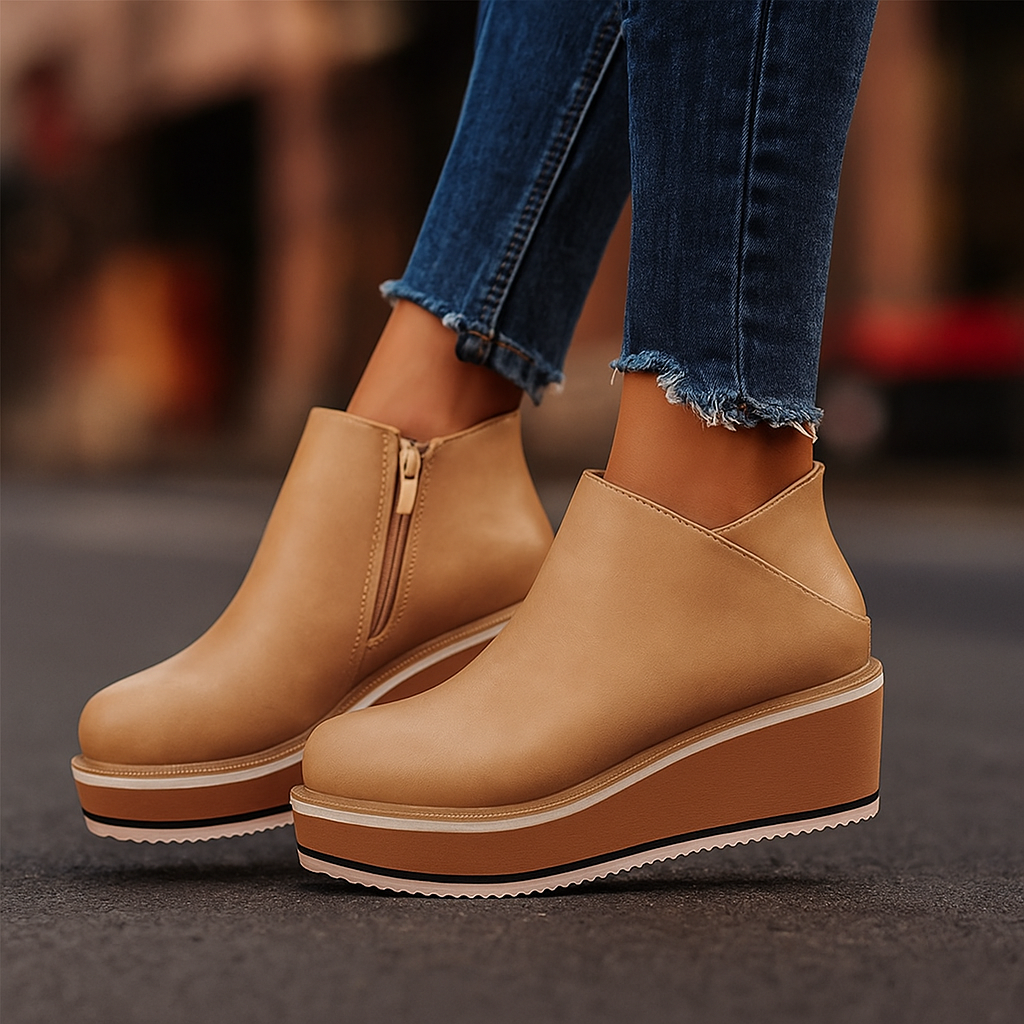 Comfortable women's orthopedic platform wedge sandals with shock-absorbing soles, perfect for stylish casual wear.