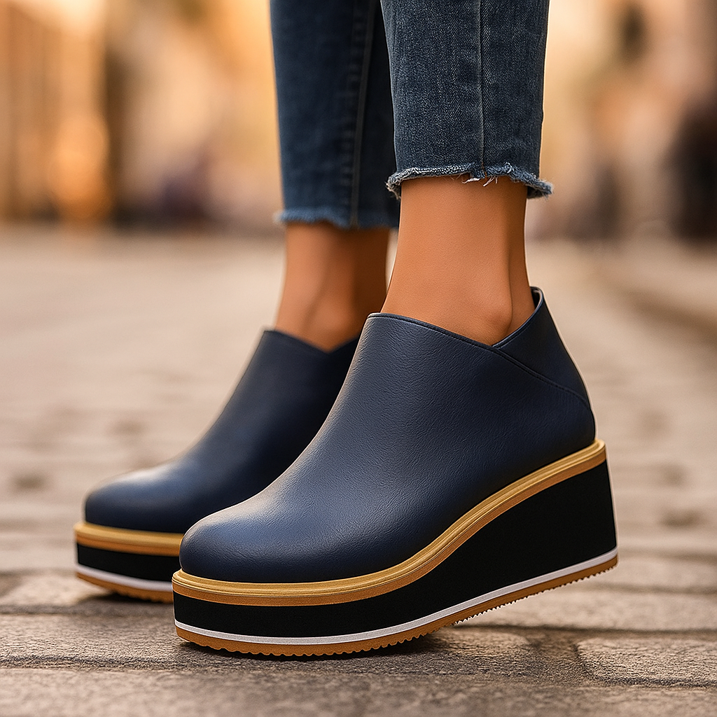 Vegan leather women's orthopedic wedge platform sandals; a comfortable, stylish slip-on for all-day casual support.
