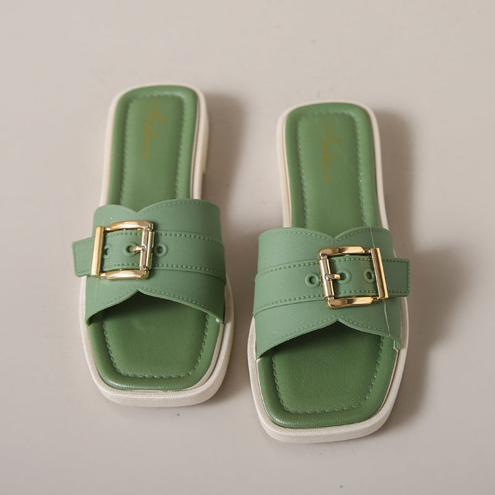 Elegant women's cushioned square toe sandals with gold accents, ideal for casual summer wear and comfort footwear.