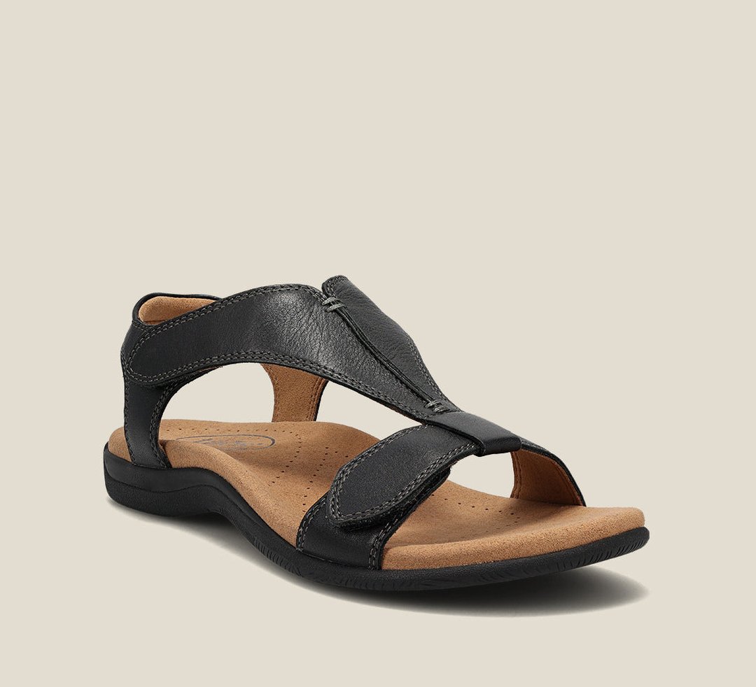 Premium women's orthopedic sandals: cushioned, supportive, and adjustable T-strap for summer foot health.