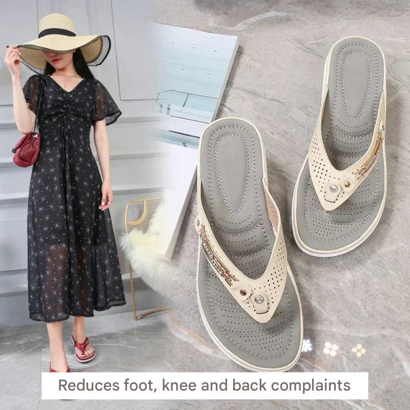 Stylish women's summer sandals, orthopedic design with soft sole and arch support for healthy feet.