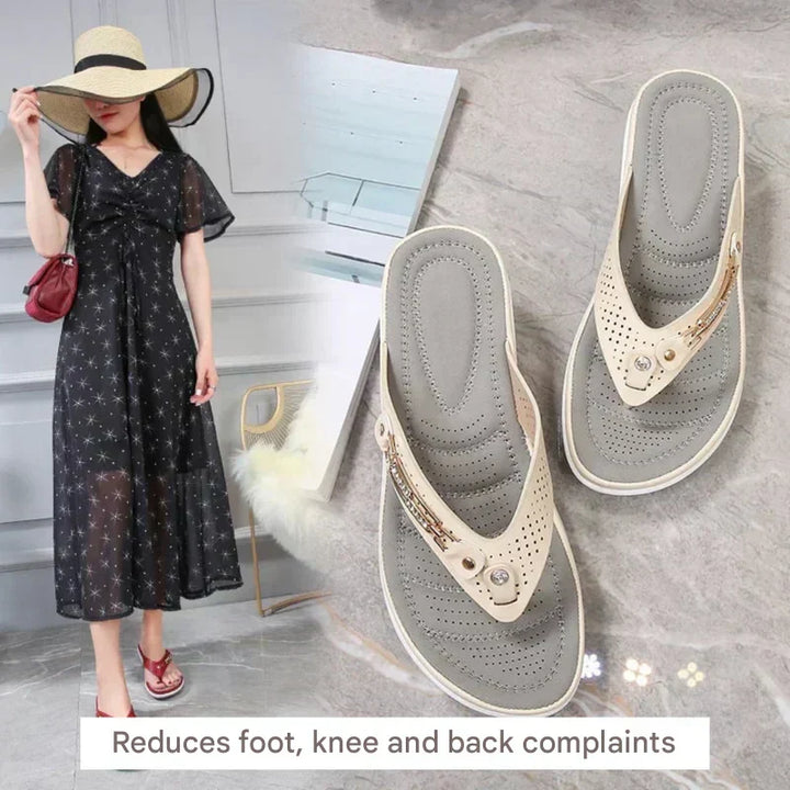 Stylish women's summer sandals, orthopedic design with soft sole and arch support for healthy feet.