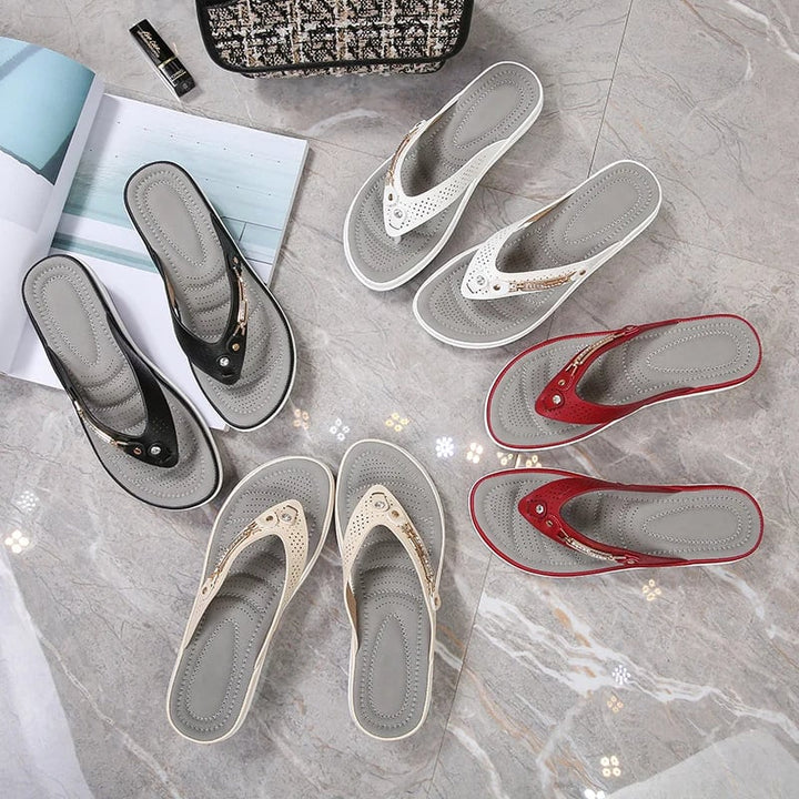 Enjoy all-day comfort with these women's orthopedic sandals, featuring a soft sole and arch support.