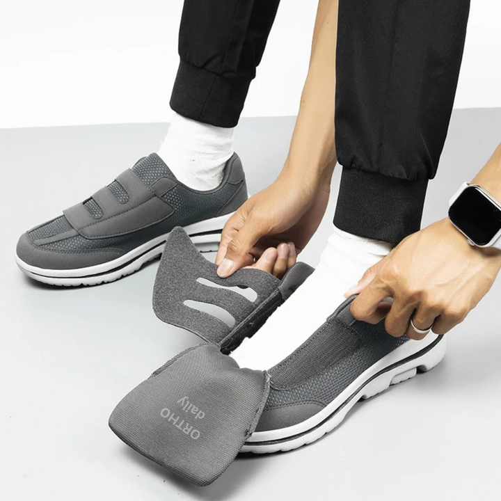Comfortable walking shoes for women, orthopedic slip-on design with adjustable wide fit & foot support.