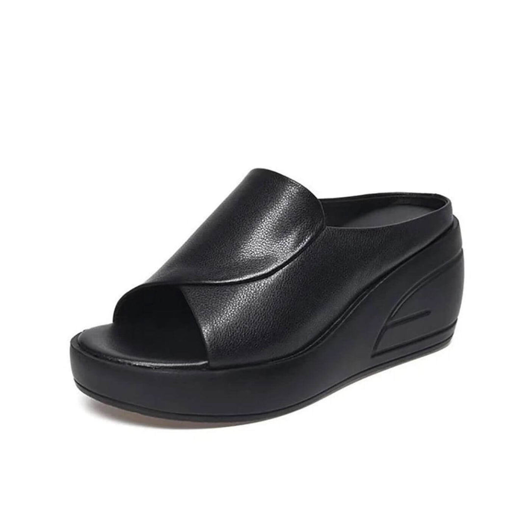 Comfortable women's wedge sandals with orthopedic support, easy slip-on style, perfect for all-day wear.