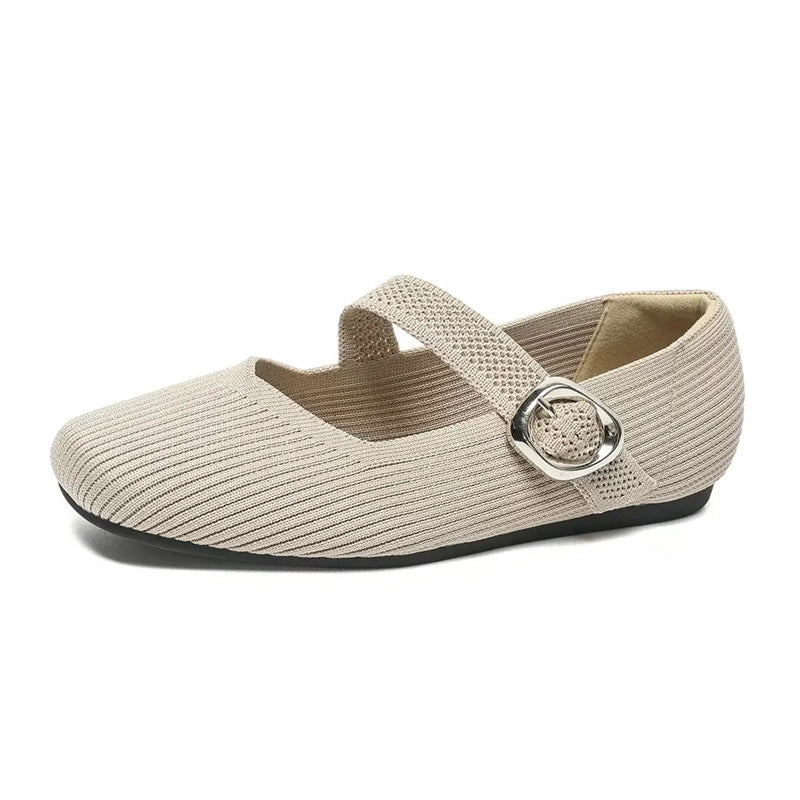 Women's orthopedic square toe Mary Jane flats, comfortable and supportive for everyday wear.