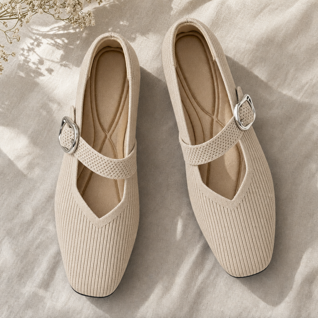 Supportive women's Mary Jane flats with a stylish square toe, perfect for everyday comfort.