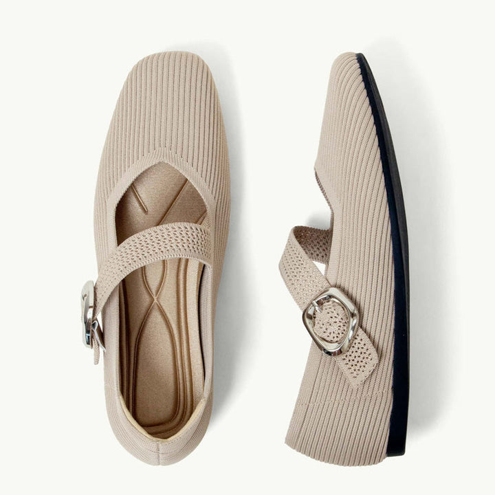 Comfortable orthopedic women's flats, square toe Mary Jane design for chic casual footwear.