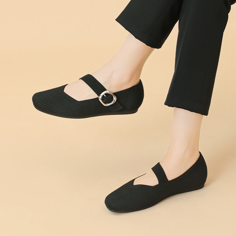 Women's orthopedic square toe Mary Jane flats, providing ultimate comfort & support.