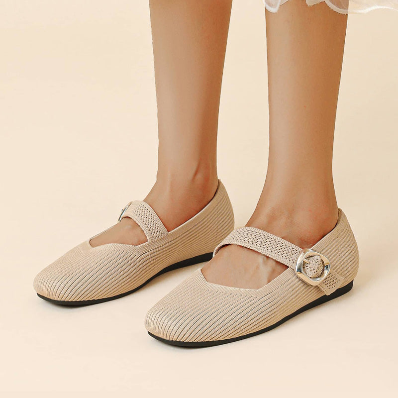 Stylish square toe Mary Jane flats for women, comfortable and orthopedic for daily use.