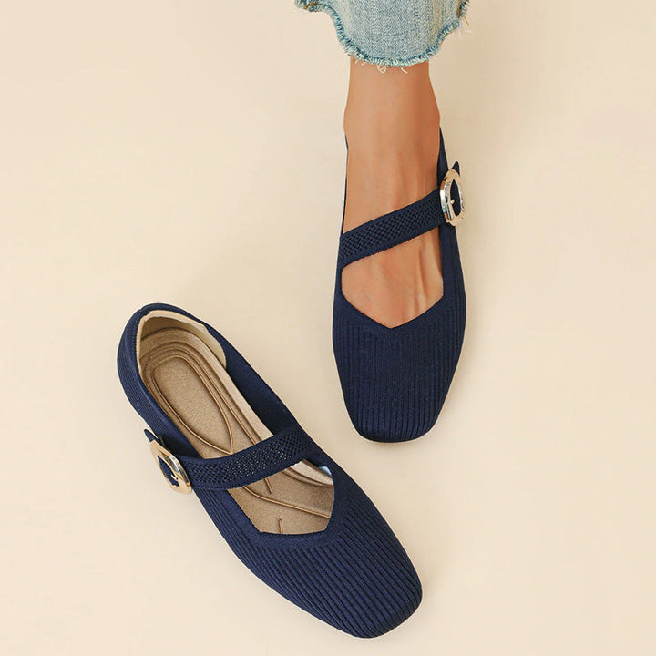 Casual women's footwear: square toe Mary Jane flats, supportive & orthopedic.