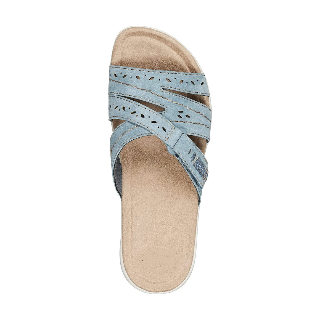 Side profile of women's orthopedic summer sandals, showcasing arch support & cushioned comfort.